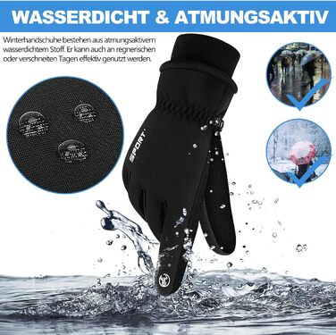 Водонепроникні зимові рукавиці, рукавиці для катання на лижах з сенсорним екраном, чоловічі/жіночі, теплі рукавиці Thinsulate для велосипеда, бігу, катання на лижах, походів, мотоцикла та їзди на велосипеді