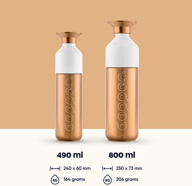 Пляшка для води Dopper Steel з нержавіючої сталі 350/490/800 мл, 1.1 л — BPA-free, герметична спортивна пляшка для спорту, офісу та активного відпочинку