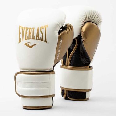 Боксерські рукавички Everlast Powerlock2 14oz біло-золоті – покращена продуктивність і стиль. Ідеальні рукавички для тренувань з боксу.