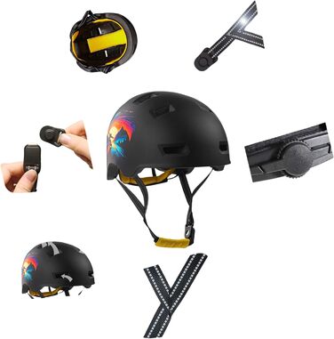 Шолом Crazy Safety Rampage Orange Schlange для велосипеда, скейтборду, роликів і BMX, для чоловіків, жінок і дітей, розмір M (54-57 см), регульований захисний шолом для скейтерів і велосипедистів