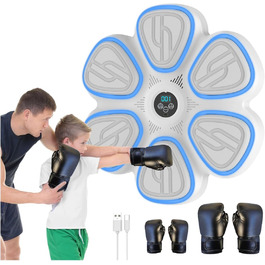 Музична боксерська машина Doramier з Bluetooth, LED-підсвічуванням та 2 парами рукавичок. 9 режимів тренування, підрахунок ударів, для дорослих та дітей.