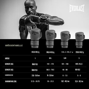 Боксерські рукавички Everlast Powerlock 2R для тренувань, спарингу та груші, 14oz, колір вугільний (Charcoal)