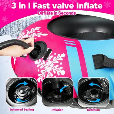 Надувний сніговий санки ZMLM, 120 см, для дорослих та дітей, міцний, з канвасовим покриттям, зимовий спорт, сімейний відпочинок (рожевий)