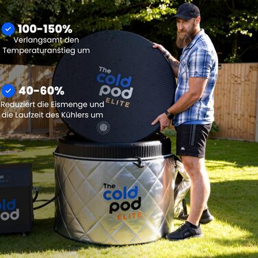 Тонна для криотерапії Eisbad для спортсменів з кришкою, портативна ванна для криотерапії, The Cold Pod, розкладна надувна ванна для дому та вулиці (Elite Barrel)