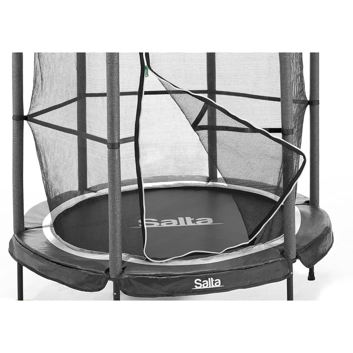 Батут дитячий Salta Junior Ø 140 см, чорний/рожевий, з сіткою, TÜV geprüft