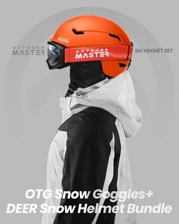 Гірськолижний шолом OutdoorMaster з маскою для дорослих, 12 вентиляційних отворів, матовий помаранчевий, розмір L (58-61 см), для лиж і сноуборду, унісекс