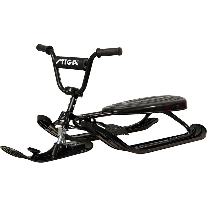 Санки STIGA Snowracer Curve SX з BMX-рулем, сталевою рамою, гальмом і тросом, керовані, для дітей від 7 років і дорослих, до 90 кг, чорні