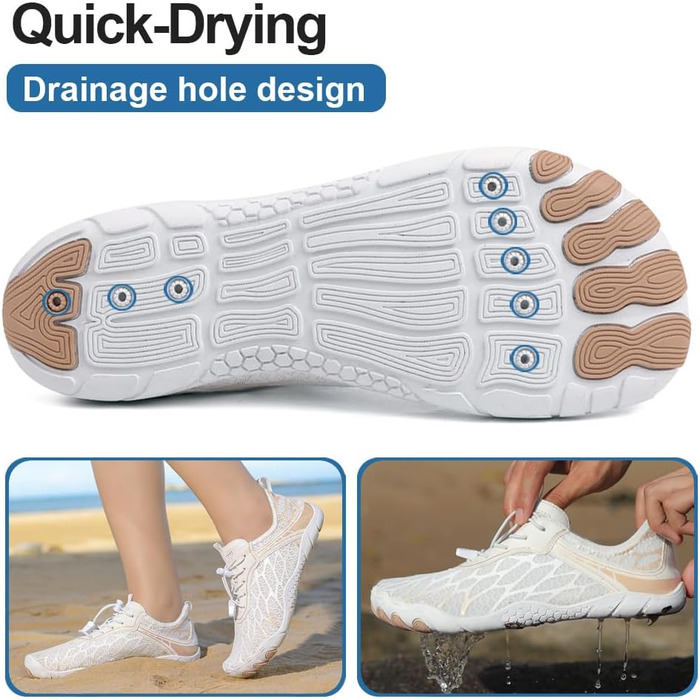 Взуття Barfuss для жінок та чоловіків: дихаючі шкарпетки-кросівки для плавання та відпочинку на пляжі, розмір 36-46 EU (42 EU, білий рожевий)