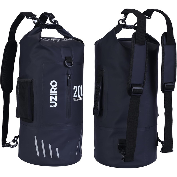 Водонепроникний рюкзак UZIRO 20L, Dry Bag, чорний