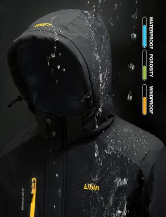 Зимова куртка Ibin для чоловіків: тепла, функціональна, водонепроникна, дихаюча. Ідеальна для катання на сноуборді, походів та активного відпочинку на природі. Розмір L, чорно-сіра.