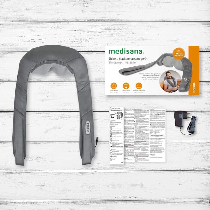 Масажер для шиї та плечей Medisana NMG 850 з гелевими масажними головками, шиацу, з функцією нагріву, 3 швидкості, 4 масажні головки, знімний чохол, інтегроване керування