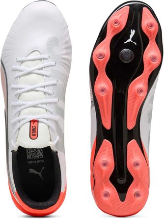 Футбольні бутси PUMA King Match Fg/Ag (46.5 EU) – білий/сріблястий/червоний, унісекс