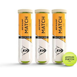 М'яч для тенісу Dunlop Match Pro для ґрунту, хард-корту та газону - Amazon Exclusive, 3x 4 шт.