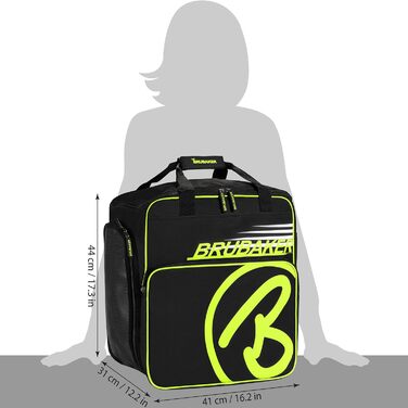 Набір BRUBAKER Kombi Set Carver Champion: сумка для лиж та взуття (1 пара лиж, палиці, взуття, шолом) - чорний/неоновий жовтий, 170 см