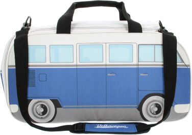 Сумка BRISA VW Retro-Sport у формі автобуса Volkswagen T1 Bulli, синьо-бежева, мала (50x25x26 см), через плече, для фітнесу
