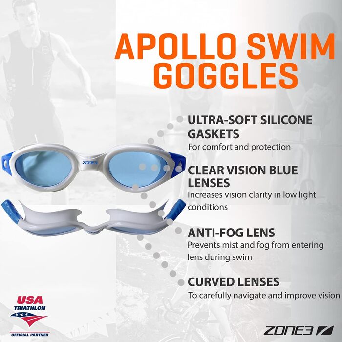 Окуляри для плавання ZONE3 Apollo White/Blue (універсальний розмір)