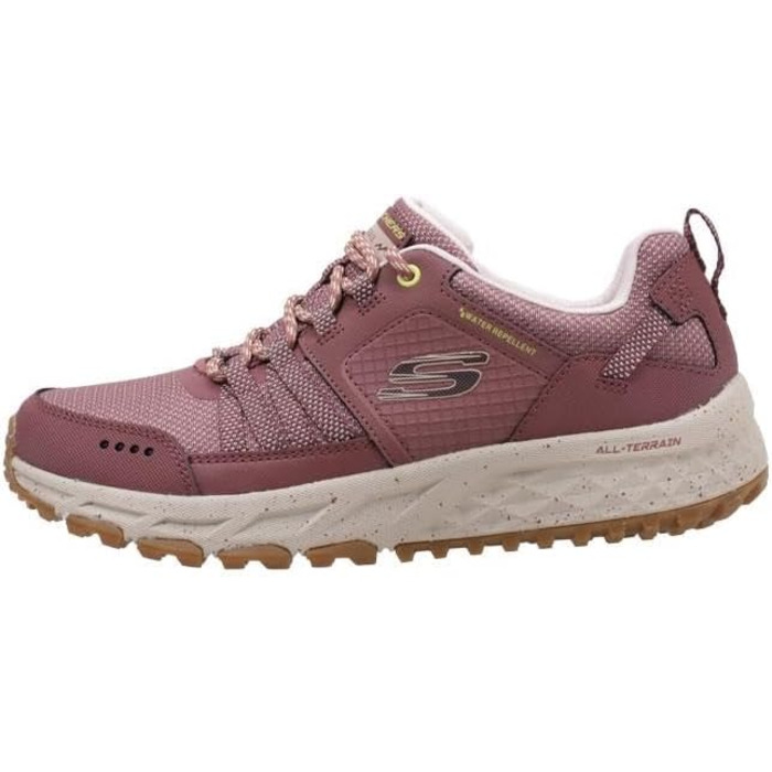 Жіночі туристичні черевики Skechers Escape Plan (35 EU, Маув, Шкіра, Сітка, Жовті акценти)