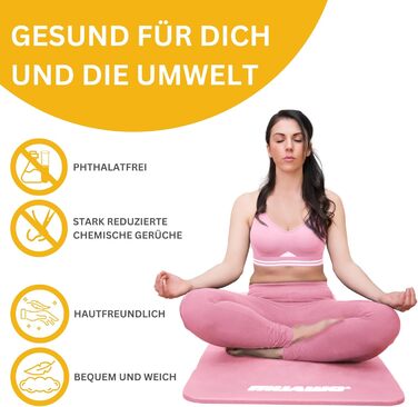 Килимок для фітнесу Muawo Premium: йога, гімнастика | Антиковзаючий, товстий, 190 x 60 x 1,5 см (Рожевий)