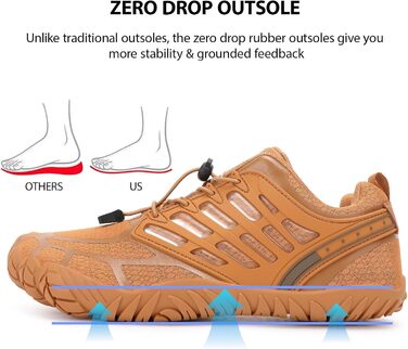 Чоловічі босі кросівки з широкою передньою частиною, Zero Drop, мінімалістичне взуття для тренувань, крос-тренінг, ходьби, хайкінгу, води, важкої атлетики, босі кросівки (42.5 EU, Кофе)
