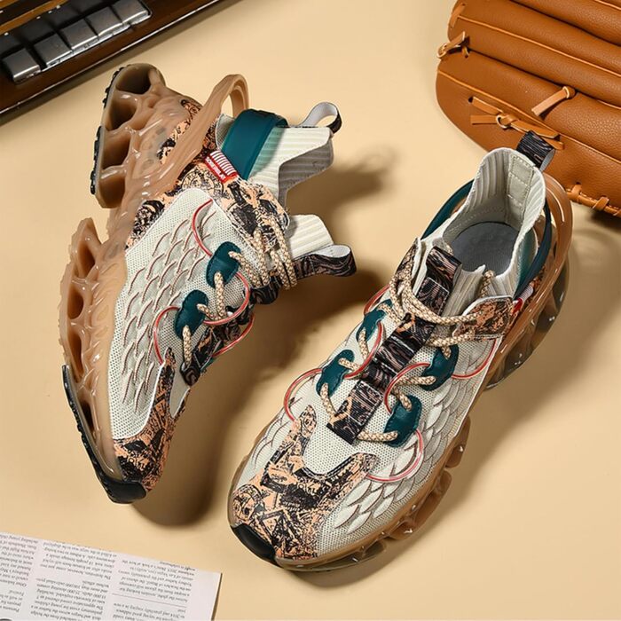 Чоловічі бігові кросівки для вулиці: легкі, зручні, дихаючі, з антиковзкою підошвою. Ідеальні для спорту, фітнесу, джогінгу. Білий колір (41.5 EU, світло-коричневий)