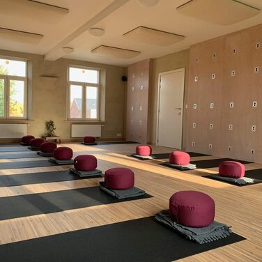 Медитаційна подушка Bodhi Rondo ECO з наповнювачем із біо-спельти, чохол 100% бавовна, висота 20 см, антрацит, з ручкою, для йоги та медитації, знімний та праний чохол