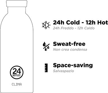 Термобутилка 24Bottles Clima з нержавіючої сталі, герметична, 330/500/850 мл, екологічна, зберігає тепло до 12 годин і холод до 24 годин