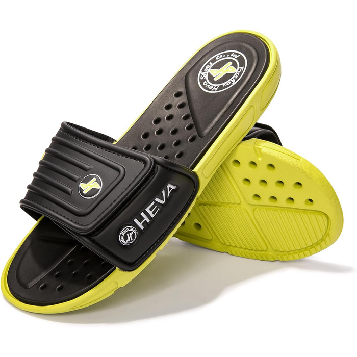 HEVA Шльпанці чоловічі літні сандалі (45 EU, чорний/лимонний)