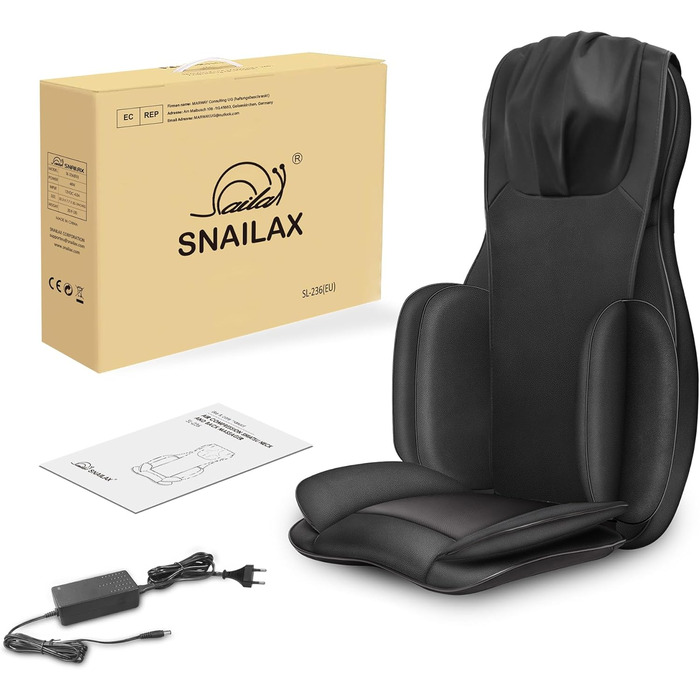 Масажне крісло Snailax Shiatsu з підігрівом, масажер для спини, шиї та плечей, електричний, для дому, подарунок