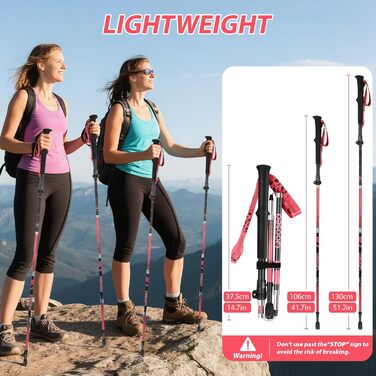 Телескопічна палиця для скандинавської ходьби Qoosea (110-125 см), карбонова складана трекінгова палиця для гікінгу та гірських лиж, синя