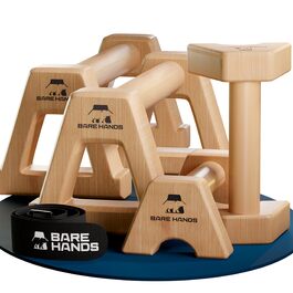 Набір дерев'яних опор для віджимань BARE HANDS (S + L) — Паралетси для калистеники, стійких гімнастичних ручок для хендстенду та тренувань, 2 шт. (світле дерево)