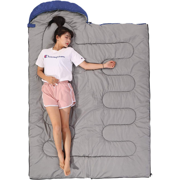 Сплячий мішок SWTMERRY для 3-4 сезони (літо, весна, осінь, зима) - теплий та легкий. Підходить для дорослих та підлітків, для походів, кемпінгу та рюкзаків. (односпальний, блакитний/зелений)