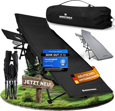 NORDICTRAILS Кемпінгове ліжко NORDICTRAILS - розкладне ліжко для кемпінгу XXL | Зручне, легке та широке для відпочинку на природі | Гостьове ліжко, лежак, розкладне ліжко, ліжко для риболовлі, ліжко для кемпінгу з надзвичайно м'яким матрацом (Без матраца,