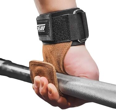 ТAVIEW Преміум фітнес-напульчники для підйому штанги – підтримка хвату, альтернатива рукавичкам, для силових тренувань, кросфіту, підтягувань, станової тяги, коричневі