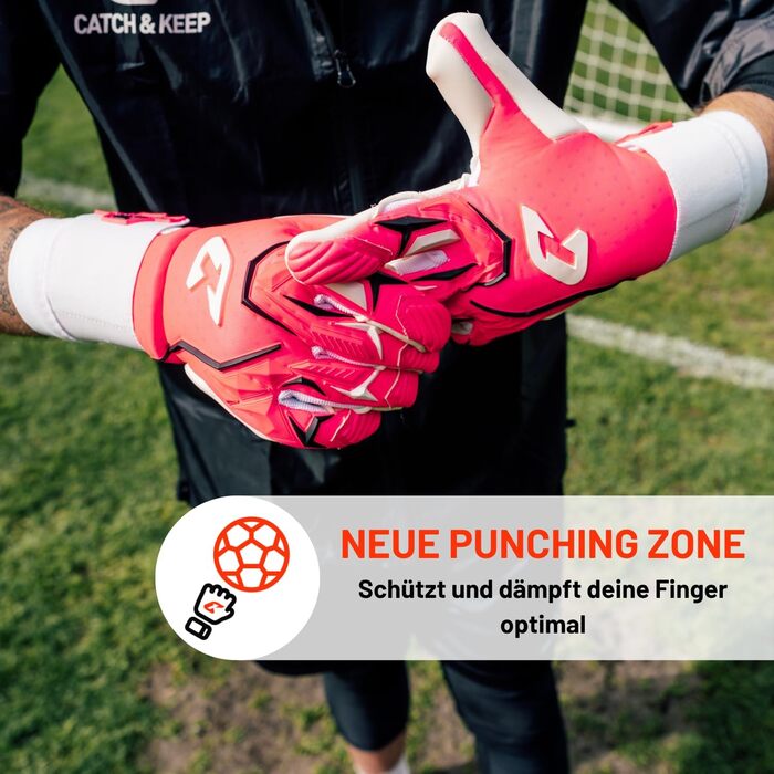 Воротарські рукавички CATCH&KEEP Profi для дорослих - максимальне зчеплення - преміум модель - футбольні воротарські рукавички з технологією Octopus Grip ViVor Crazy Orange 12
