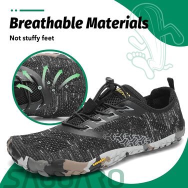 Кросівки SAGUARO Unisex для трейлраннінгу та фітнесу, дихаючі, чорні (42 EU)