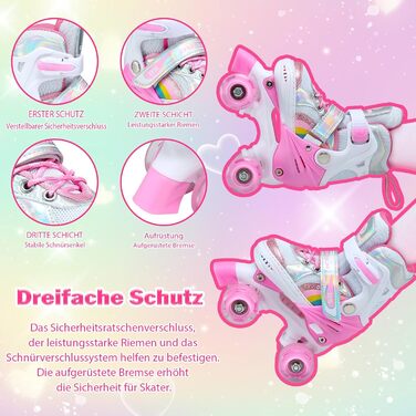 Дитячі ролики Kinder для дівчаток та хлопчиків, регульовані, з підсвічуванням, для початківців, розміри EU 28-36, рожеві