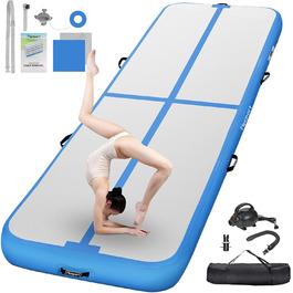 Гімнастичний мат FBSPORT Airtrack 10/20 см, товстий надувний мат для дому, тренувань, йоги, з насосом і сумкою, 2-6 м, для спорту та фітнесу