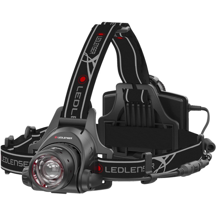 Ліхтар налобний LED Ledlenser H14R.2, акумуляторний, 600 люмен, регульований фокус, до 120 годин роботи, червоне заднє світло, поворотний, USB, 18650