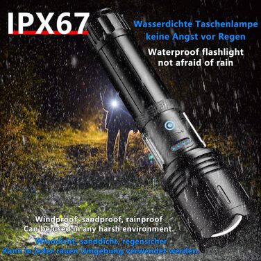 LED ліхтарик ASORT L2: тактичний, 9 режимів, COB, USB, водонепроникний IPX6, для кемпінгу, риболовлі та активного відпочинку