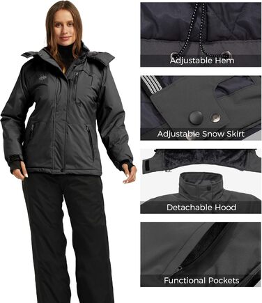 Куртка Wantdo Daen Berg для хайкінгу та туризму, вітро- та водонепроникна, з капюшоном, утеплена, сіра (XL)