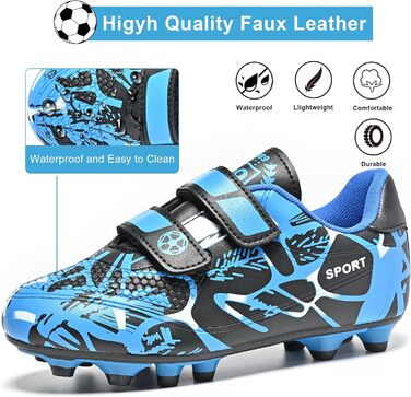 Дитячі футбольні бутси Unisex, дихаючі, для хлопчиків та дівчаток, легкі, антиковзаючі, 28-37 (31 EU), синьо-чорні