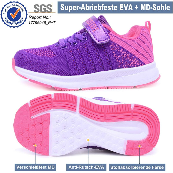 Дитячі кросівки для дівчаток: легкі, дихаючі, для бігу та занять спортом (34 EU, рожевий)