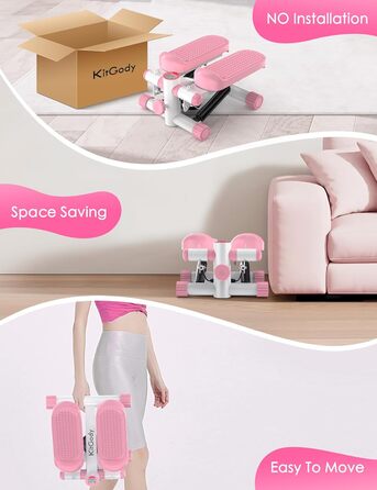 Міні-степер KitGody для тренувань: компактний, з опором, рожевий | Для дому