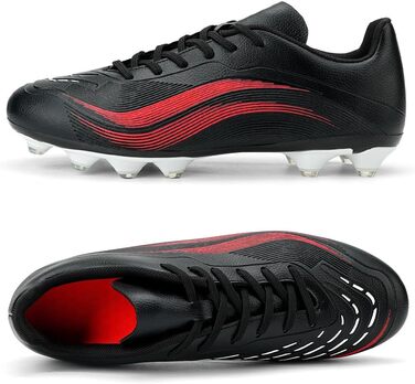 Футбольні черевики для чоловіків та хлопців, чорно-червоні, з шипами для штучного покриття, для тренувань та змагань