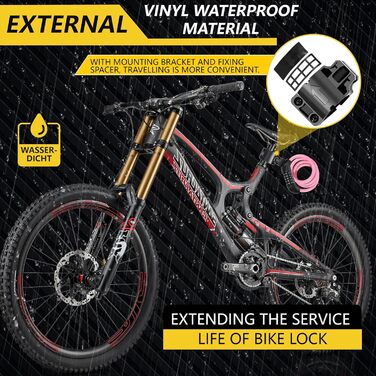 Замки для велосипеда з кодом 12 мм/120 см, кабельний замок від крадіжок з 5-значним кодом, вологостійкий замок-кабель для велосипеда, електровелосипеда, дитячої коляски, драбини (Чорний) (Рожевий)