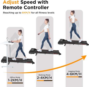 CITYSPORTS Біговий тренажер з нахилом 10%, електричний біговий килимок для дому та офісу, швидкість 1-6 км/год, 440W тихий мотор, LED-дисплей, Bluetooth, амортизація, вантажопідйомність 110 кг