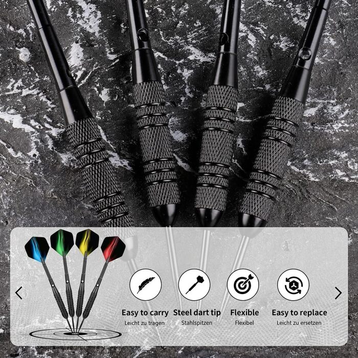 Набір сталевих дротиків Profi Steel 12 шт (24г) з металевими наконечниками та латунними стеблами + 24 пір'я, 20 ущільнювальних кілець, запасні стебла | Для бару, тренувань та турнірів