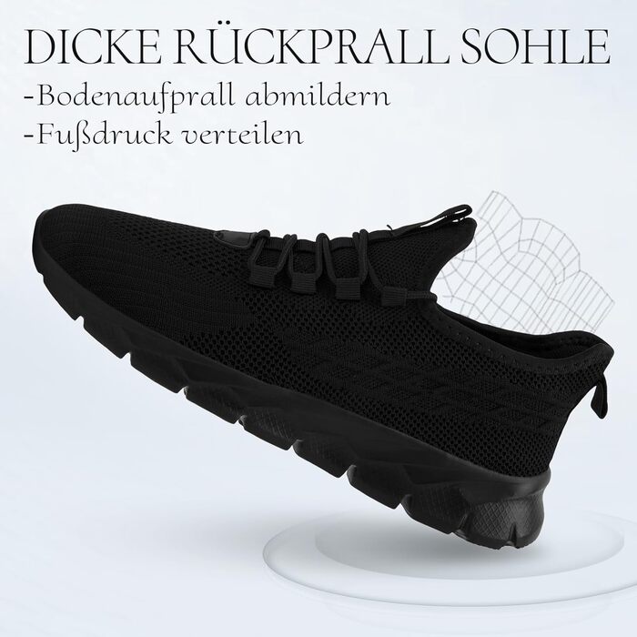 Чоловічі кросівки для бігу та фітнесу. Модель для вулиці та ходьби. Чорний колір, 49 EU