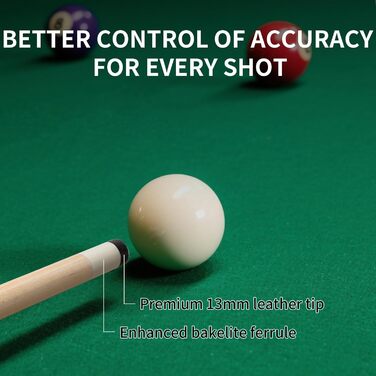 Більярдний кий Horse Billiard з наконечниками 13 мм, 147 см, 2 рукавички та крейда, для дорослих, акорн/осін