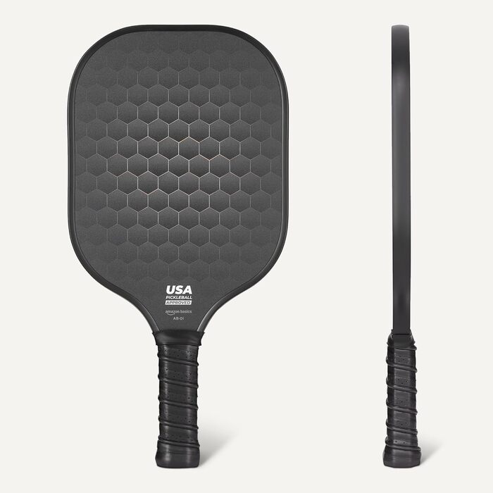 Набір для піклболу Amazon Basics з скляним каркасом, 4 м'ячі та 2 ручки, Stealth Black, 2 шт.